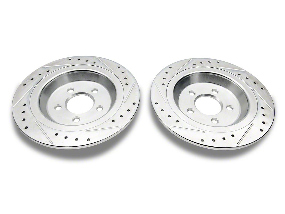 C&L Super Sport Cross-Drilled and Slotted Brake Rotor and Pad Kit; Rear (15-23 Mustang EcoBoost w/o Performance Pack, V6)