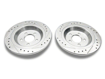 C&L Super Sport Cross-Drilled and Slotted Brake Rotor and Pad Kit; Rear (15-23 Mustang EcoBoost w/o Performance Pack, V6)