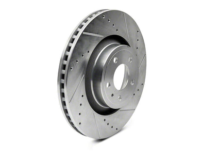 C&L Super Sport Cross-Drilled and Slotted Rotors; Front Pair (15-23 Mustang GT w/o Performance Pack, EcoBoost w/ Performance Pack)