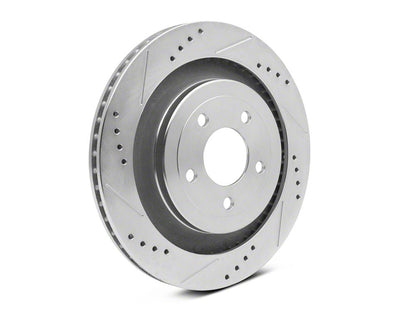 C&L Super Sport Cross-Drilled and Slotted Brake Rotor and Pad Kit; Rear (15-23 Mustang GT w/o Performance Pack, EcoBoost w/ Performance Pack)