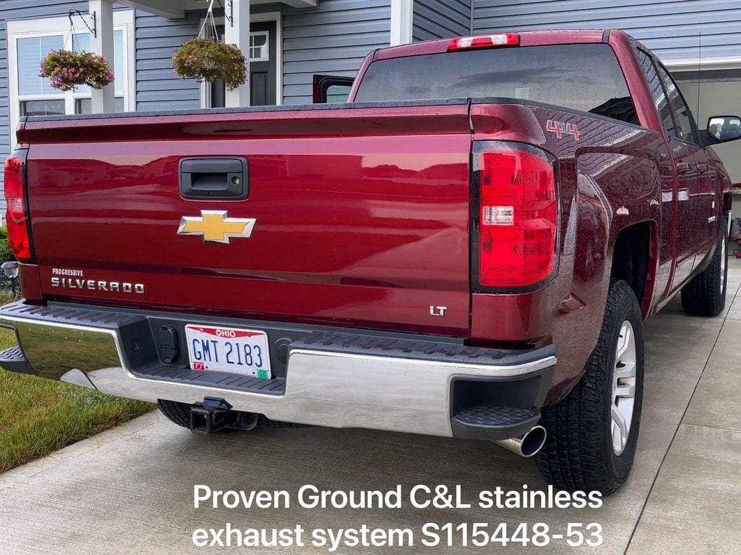 C&L Single Exhaust System with Polished Tip; Side Exit (14-18 5.3L Silverado 1500)
