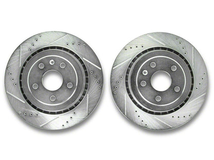 C&L Super Sport HD Cross-Drilled and Slotted Rotors; Rear Pair (16-24 Camaro SS)