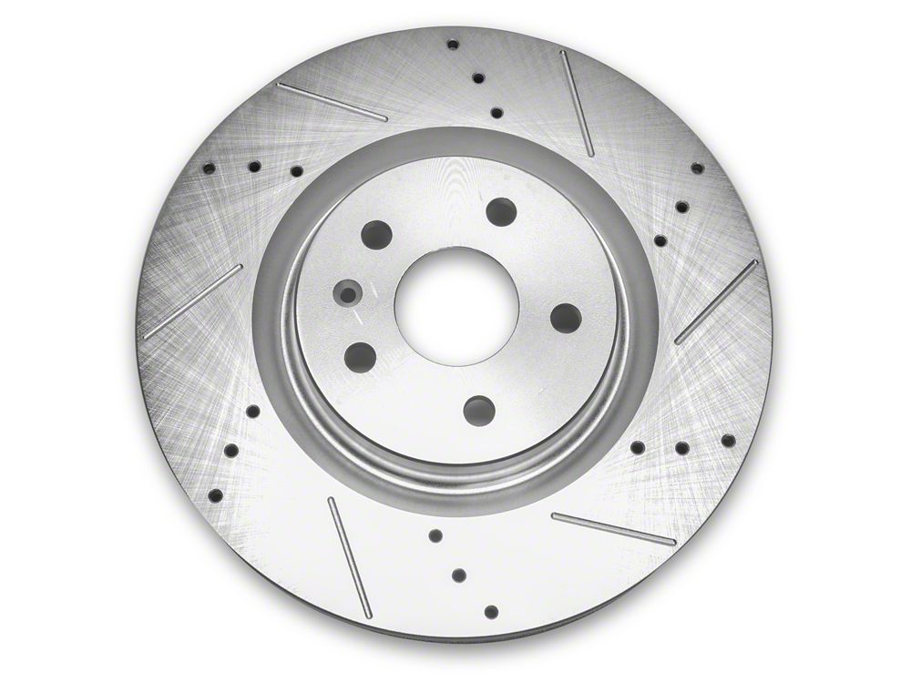 C&L Super Sport Cross-Drilled and Slotted Rotor; Front Passenger Side (10-15 Camaro SS)