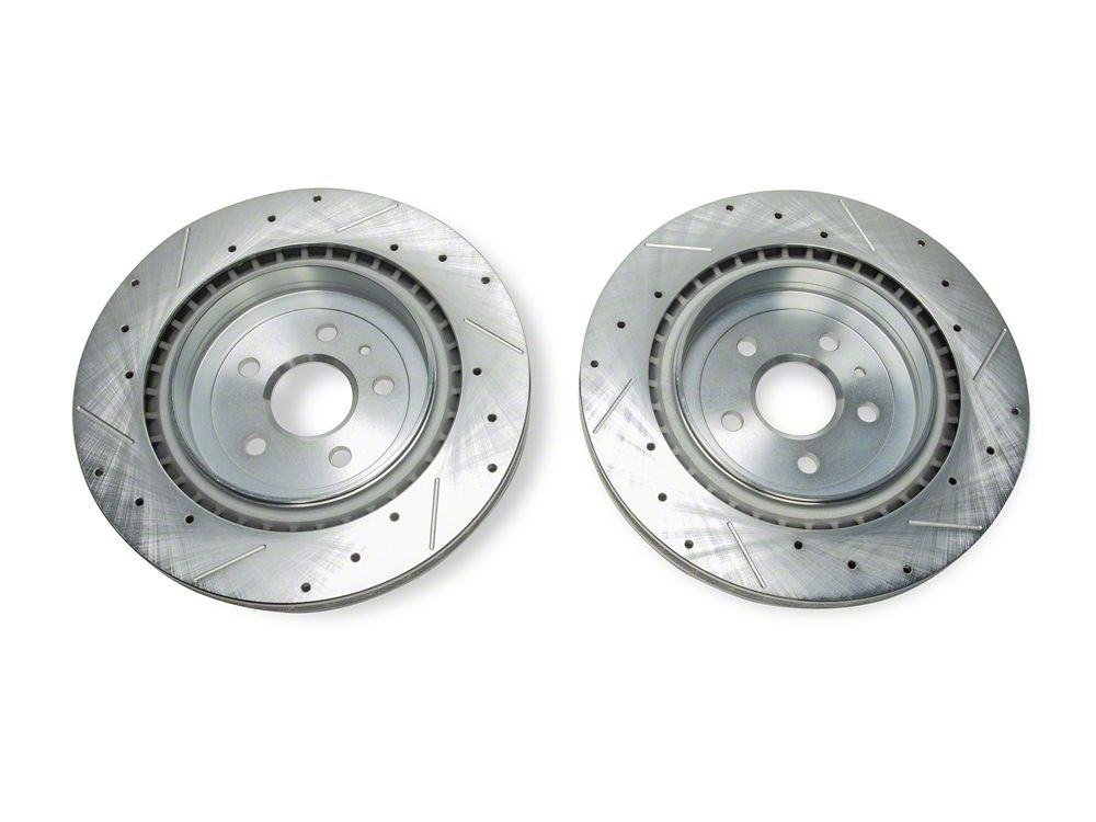 C&L Super Sport Cross-Drilled and Slotted Rotors; Rear Pair (10-15 Camaro SS; 12-24 Camaro ZL1)