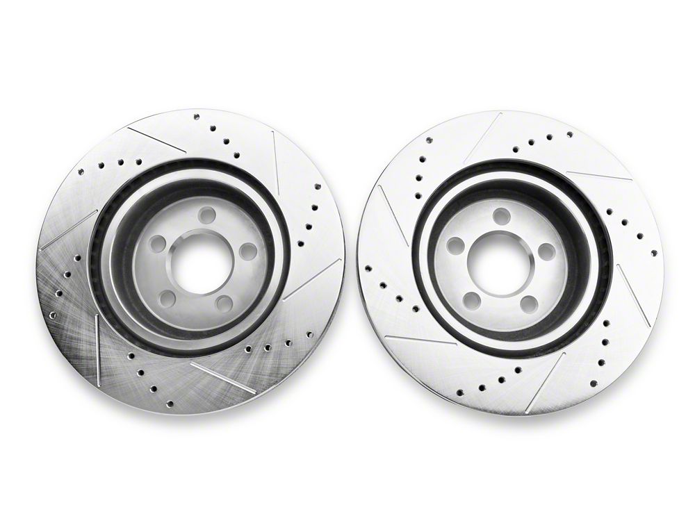 C&L Super Sport Cross-Drilled and Slotted Rotors; Front Pair (09-23 Challenger GT, R/T, Rallye Redline, SXT & T/A w/ Dual Piston Front Calipers; 2011 Challenger SE w/ Dual Piston Front Calipers)