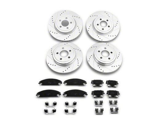 C&L Super Sport Brake Rotor and Pad Kit; Front and Rear (09-23 Challenger GT, R/T, Rallye Redline, SXT & T/A w/ Dual Piston Front Calipers; 2011 Challenger SE w/ Dual Piston Front Calipers)