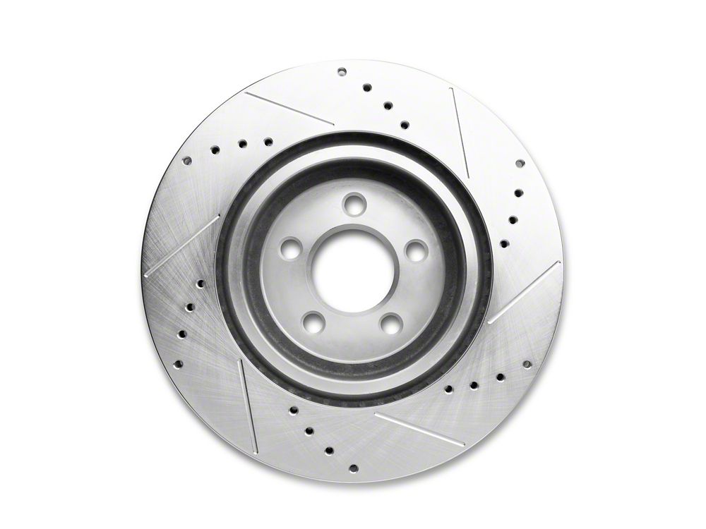 C&L Super Sport Cross-Drilled and Slotted Rotor; Front Driver Side (12-14 Charger Pursuit; 06-23 Charger AWD SE, AWD SXT, Daytona, Daytona R/T, GT & R/T w/ Dual Piston Front Calipers; 11-13 5.7L HEMI Charger SE)