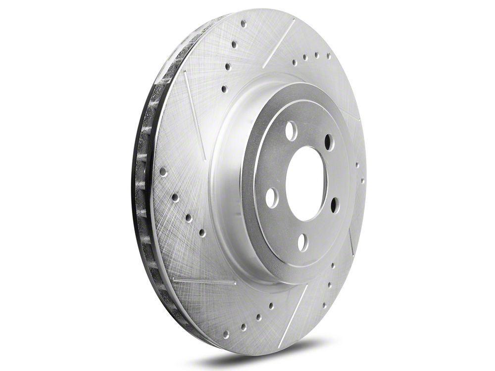 C&L Super Sport Cross-Drilled and Slotted Rotor; Front Driver Side (12-14 Charger Pursuit; 06-23 Charger AWD SE, AWD SXT, Daytona, Daytona R/T, GT & R/T w/ Dual Piston Front Calipers; 11-13 5.7L HEMI Charger SE)