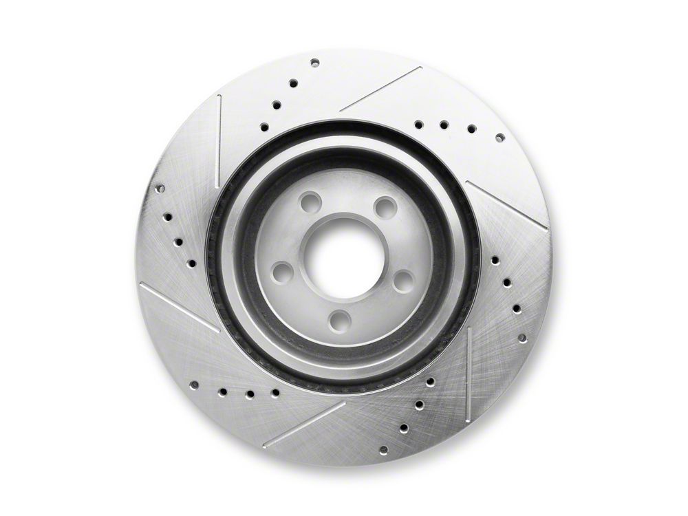 C&L Super Sport Cross-Drilled and Slotted Rotor; Front Passenger Side (12-14 Charger Pursuit; 06-23 Charger AWD SE, AWD SXT, Daytona, Daytona R/T, GT & R/T w/ Dual Piston Front Calipers; 11-13 5.7L HEMI Charger SE)