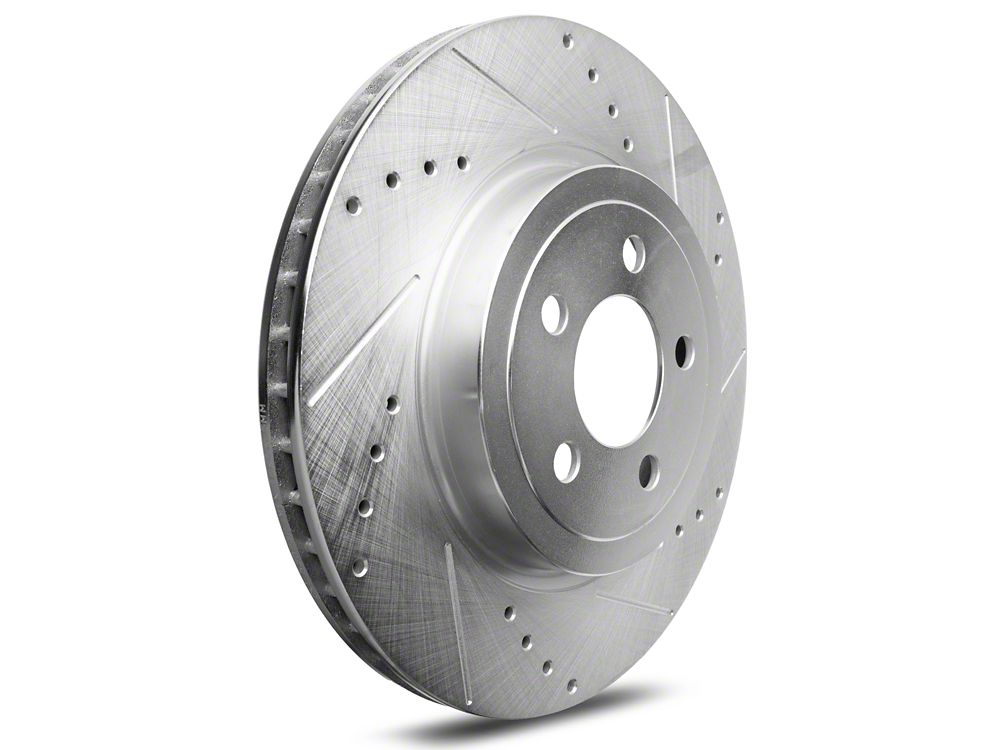 C&L Super Sport Cross-Drilled and Slotted Rotor; Front Passenger Side (12-14 Charger Pursuit; 06-23 Charger AWD SE, AWD SXT, Daytona, Daytona R/T, GT & R/T w/ Dual Piston Front Calipers; 11-13 5.7L HEMI Charger SE)