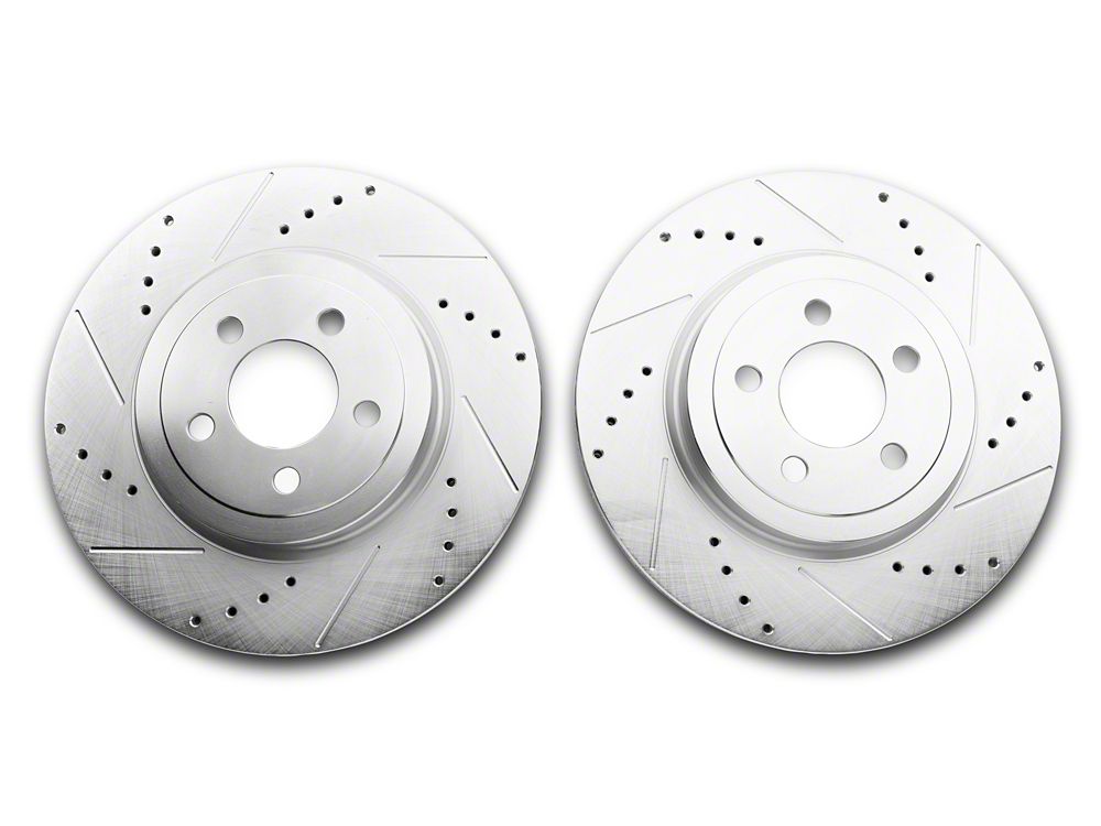 C&L Super Sport Cross-Drilled and Slotted Rotors; Front Pair (12-14 Charger Pursuit; 06-23 Charger AWD SE, AWD SXT, Daytona, Daytona R/T, GT & R/T w/ Dual Piston Front Calipers; 11-13 5.7L HEMI Charger SE)