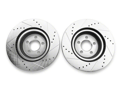 C&L Super Sport Cross-Drilled and Slotted Rotors; Front Pair (12-14 Charger Pursuit; 06-23 Charger AWD SE, AWD SXT, Daytona, Daytona R/T, GT & R/T w/ Dual Piston Front Calipers; 11-13 5.7L HEMI Charger SE)