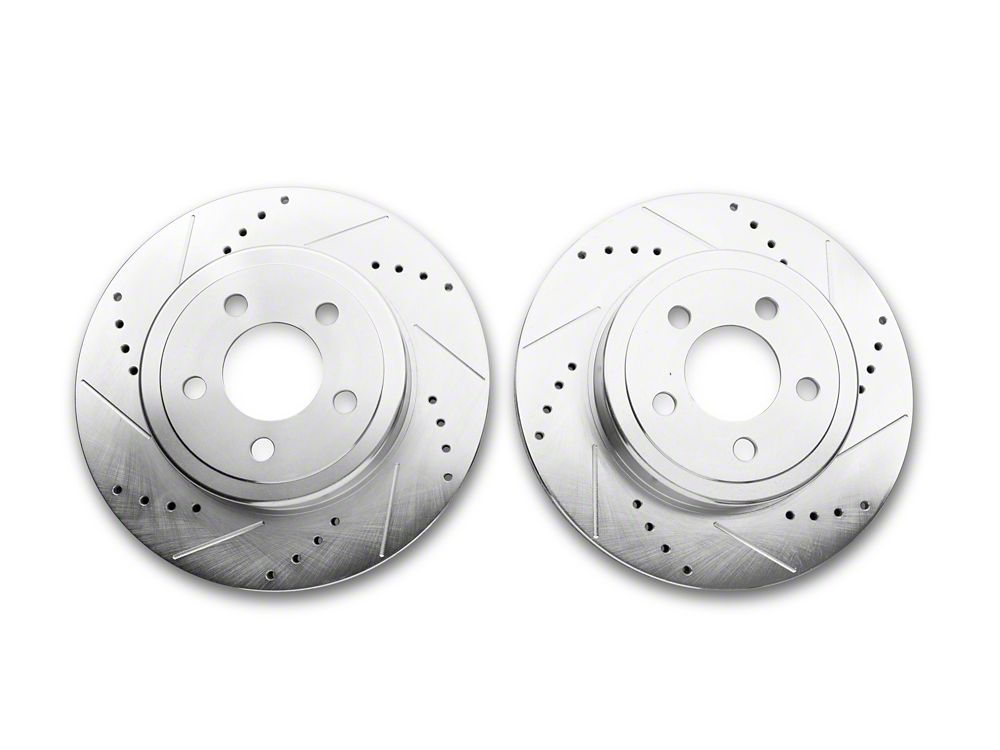 C&L Super Sport Cross-Drilled and Slotted Rotors; Rear Pair (06-23 Charger AWD SE, AWD SXT, Daytona, GT & R/T w/ Dual Piston Front Calipers)
