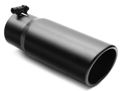 C&L Rolled End Round Exhaust Tip; 3.50-Inch; Black (Fits 3-Inch Tailpipe)
