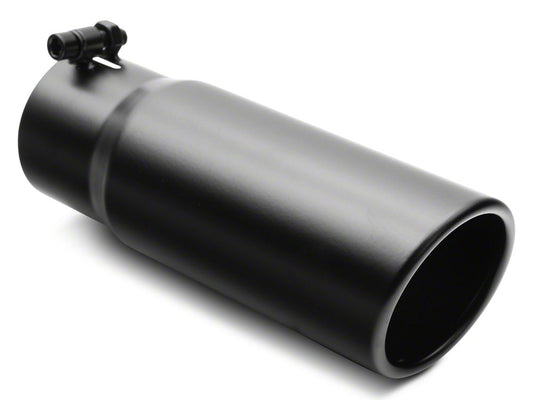 C&L Rolled End Round Exhaust Tip; 3.50-Inch; Black (Fits 3-Inch Tailpipe)
