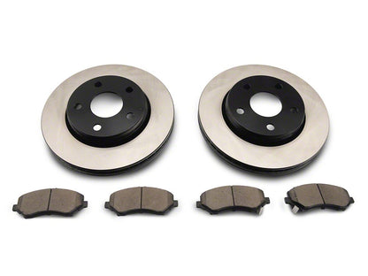 C&L OE Replacement Black Coated Brake Rotor and Pad Kit; Front (07-18 Jeep Wrangler JK)