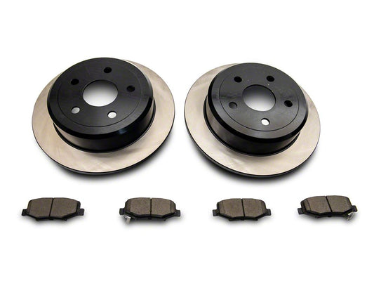 C&L OE Replacement Black Coated Brake Rotor and Pad Kit; Rear (07-18 Jeep Wrangler JK)