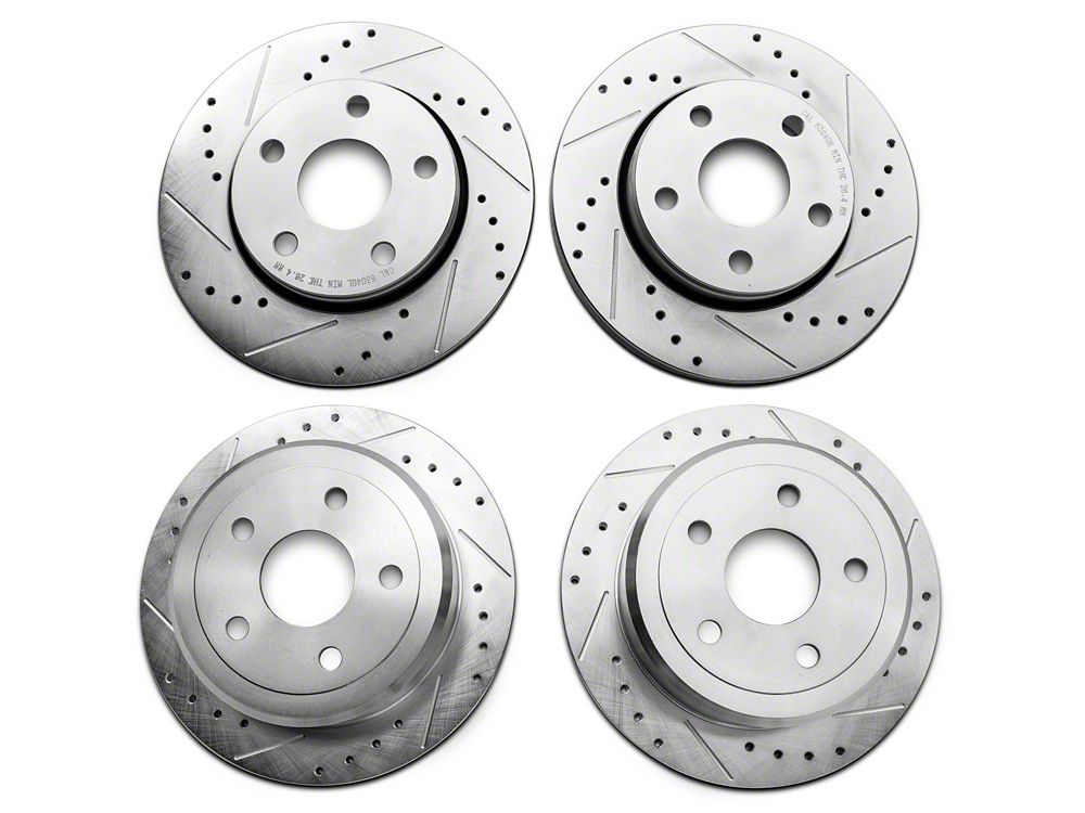C&L Super Sport HD Cross-Drilled and Slotted Rotors; Front and Rear (07-18 Jeep Wrangler JK)