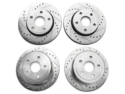 C&L Super Sport HD Cross-Drilled and Slotted Rotors; Front and Rear (07-18 Jeep Wrangler JK)