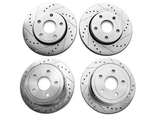 C&L Super Sport HD Cross-Drilled and Slotted Rotors; Front and Rear (07-18 Jeep Wrangler JK)