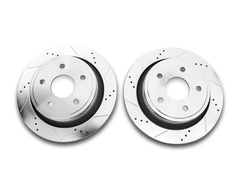 C&L Super Sport HD Cross-Drilled and Slotted 5-Lug Rotors; Rear Pair (02-18 RAM 1500, Excluding SRT-10 & Mega Cab)