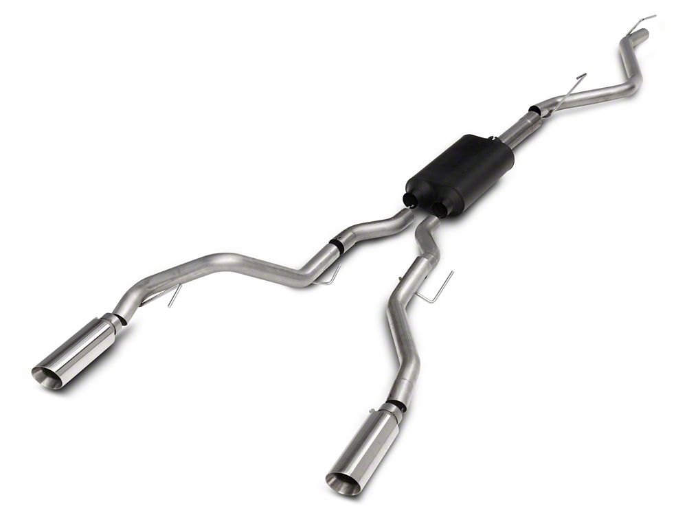 C&L Dual Exhaust System with Polished Tips; Rear Exit (09-18 5.7L RAM 1500 w/ Factory Dual Exhaust)