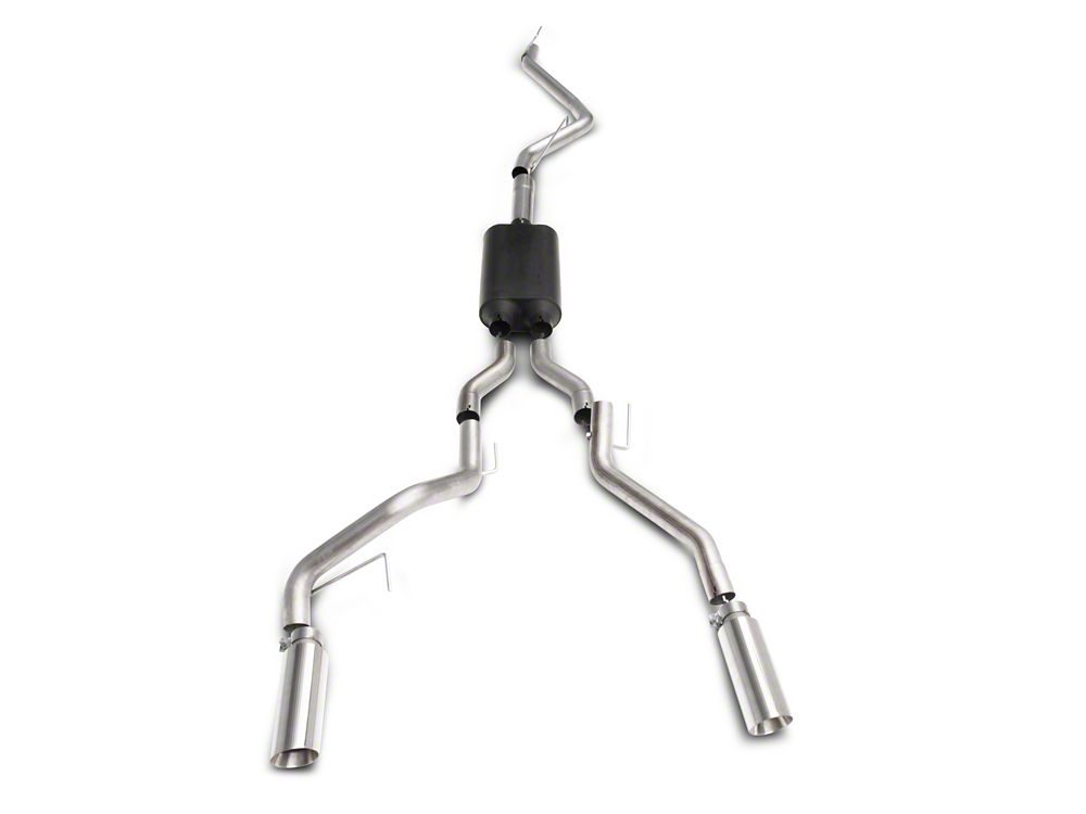 C&L Dual Exhaust System with Polished Tips; Rear Exit (09-18 5.7L RAM 1500 w/ Factory Dual Exhaust)