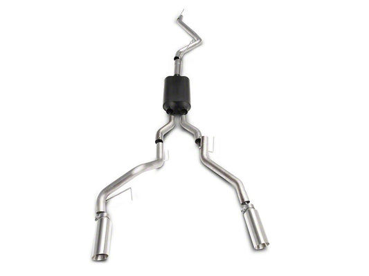 C&L Dual Exhaust System with Polished Tips; Rear Exit (09-18 5.7L RAM 1500 w/ Factory Dual Exhaust)