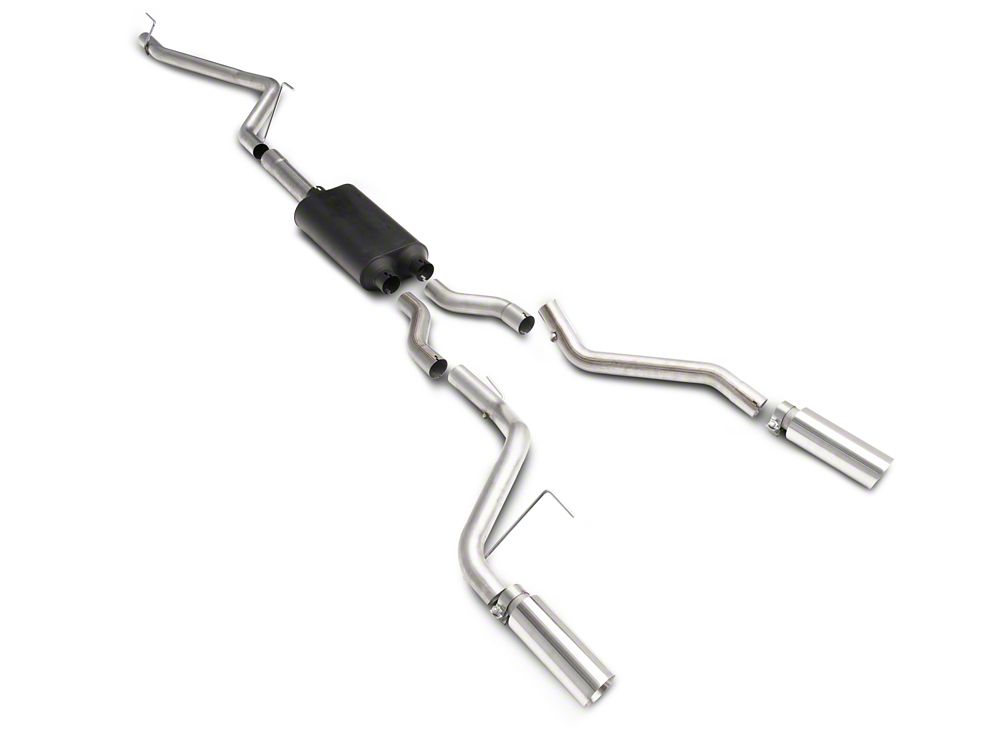 C&L Dual Exhaust System with Polished Tips; Rear Exit (09-18 5.7L RAM 1500 w/ Factory Dual Exhaust)