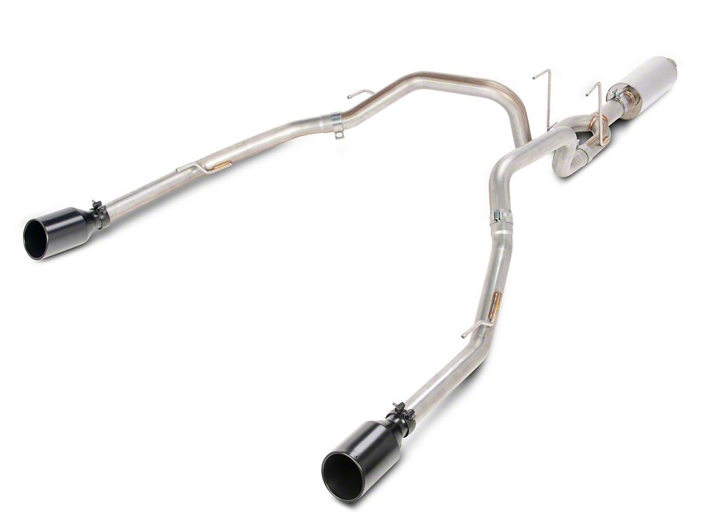 C&L Dual Exhaust System with Black Tips; Rear Exit (09-18 5.7L RAM 1500 w/ Factory Dual Exhaust)