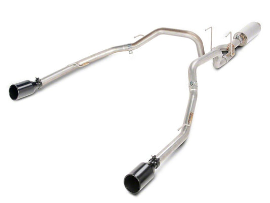 C&L Dual Exhaust System with Black Tips; Rear Exit (09-18 5.7L RAM 1500 w/ Factory Dual Exhaust)
