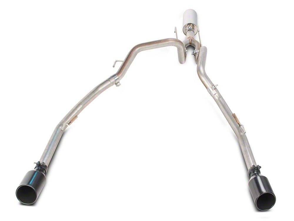 C&L Dual Exhaust System with Black Tips; Rear Exit (09-18 5.7L RAM 1500 w/ Factory Dual Exhaust)