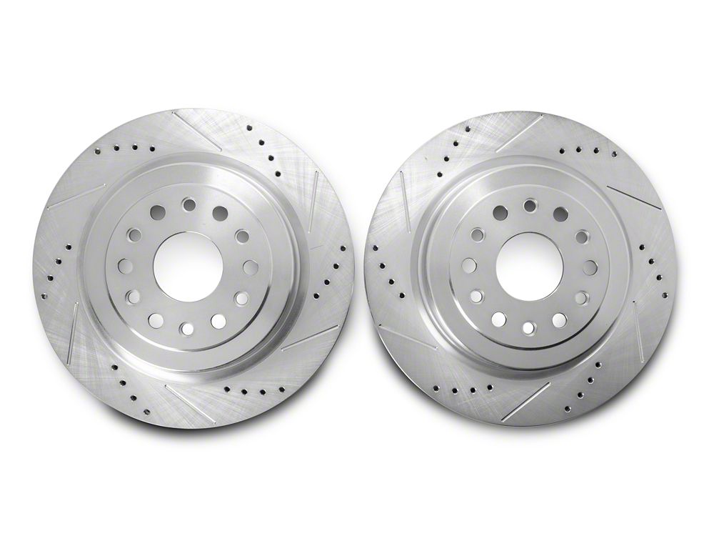 C&L Super Sport HD Cross-Drilled and Slotted Rotors; Rear Pair (19-25 RAM 1500, Excluding RHO & TRX)