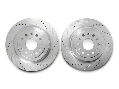 C&L Super Sport HD Cross-Drilled and Slotted Rotors; Rear Pair (19-25 RAM 1500, Excluding RHO & TRX)