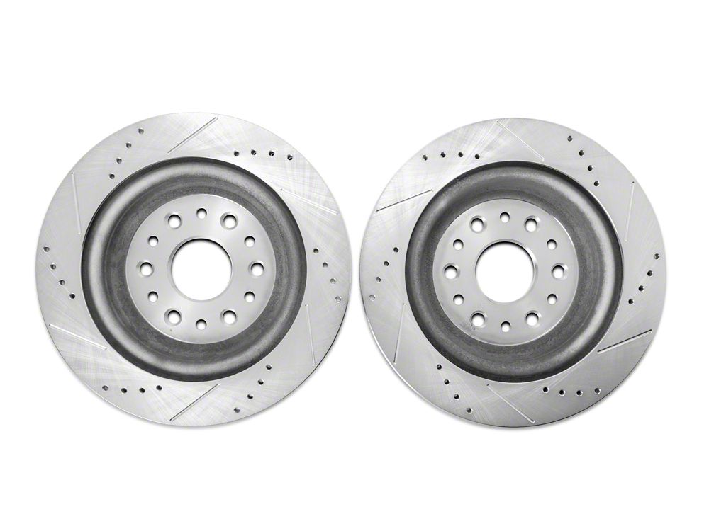 C&L Super Sport HD Cross-Drilled and Slotted Rotors; Rear Pair (19-25 RAM 1500, Excluding RHO & TRX)