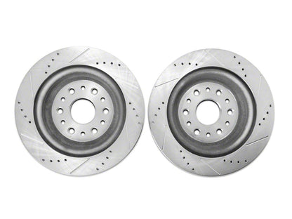 C&L Super Sport HD Cross-Drilled and Slotted Rotors; Rear Pair (19-25 RAM 1500, Excluding RHO & TRX)