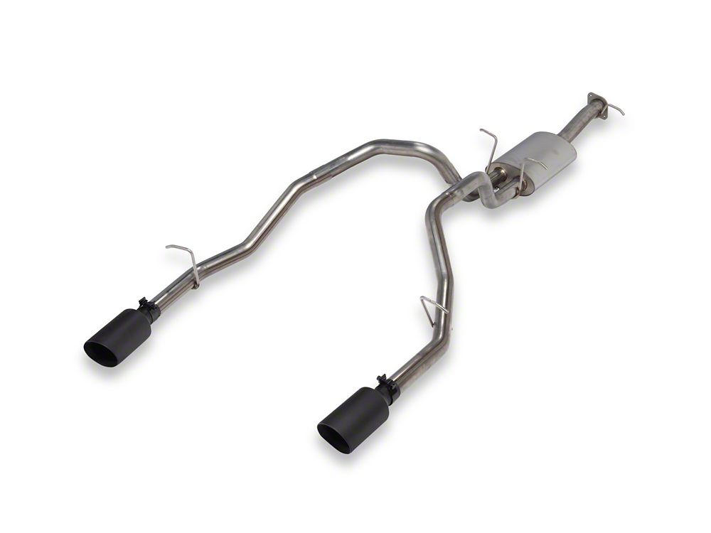 C&L Dual Exhaust System with Black Tips; Rear Exit (19-24 5.7L RAM 1500 w/ Factory Dual Exhaust)