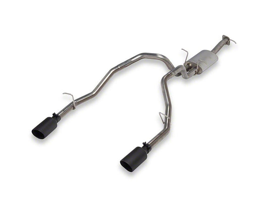 C&L Dual Exhaust System with Black Tips; Rear Exit (19-24 5.7L RAM 1500 w/ Factory Dual Exhaust)