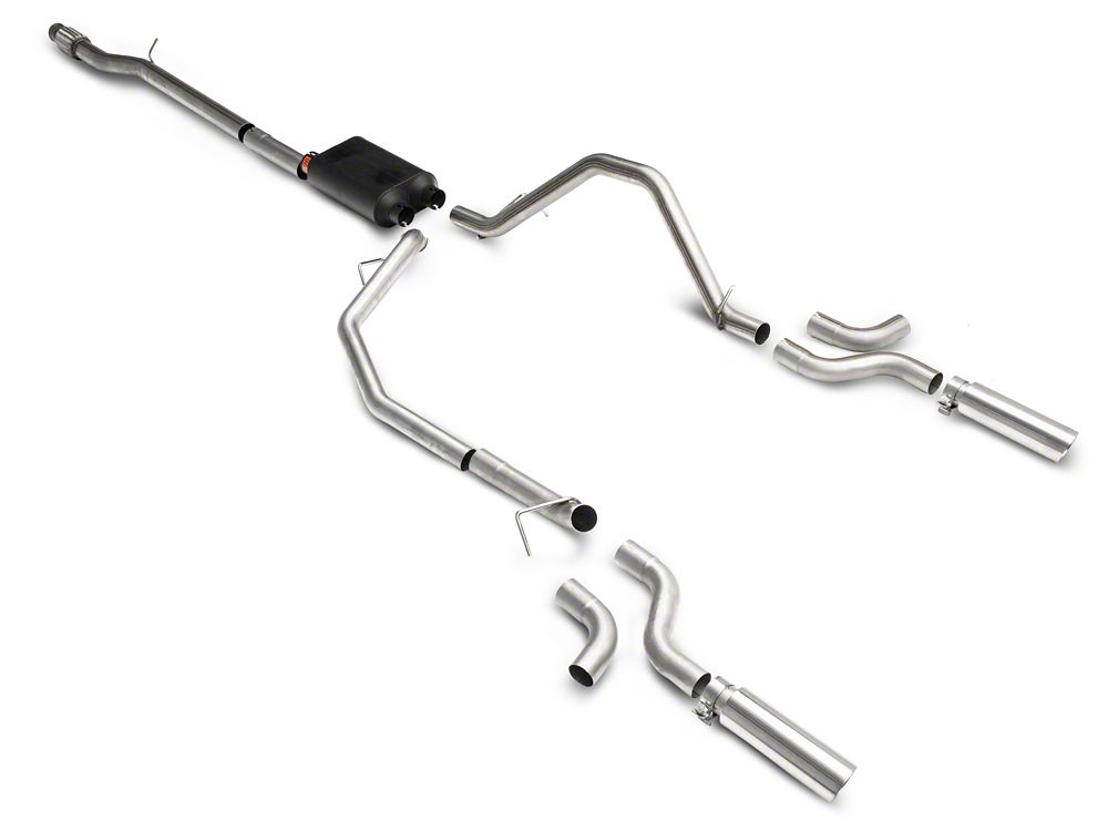 C&L Dual Exhaust System with Polished Tips; Side Exit (14-18 5.3L Silverado 1500)