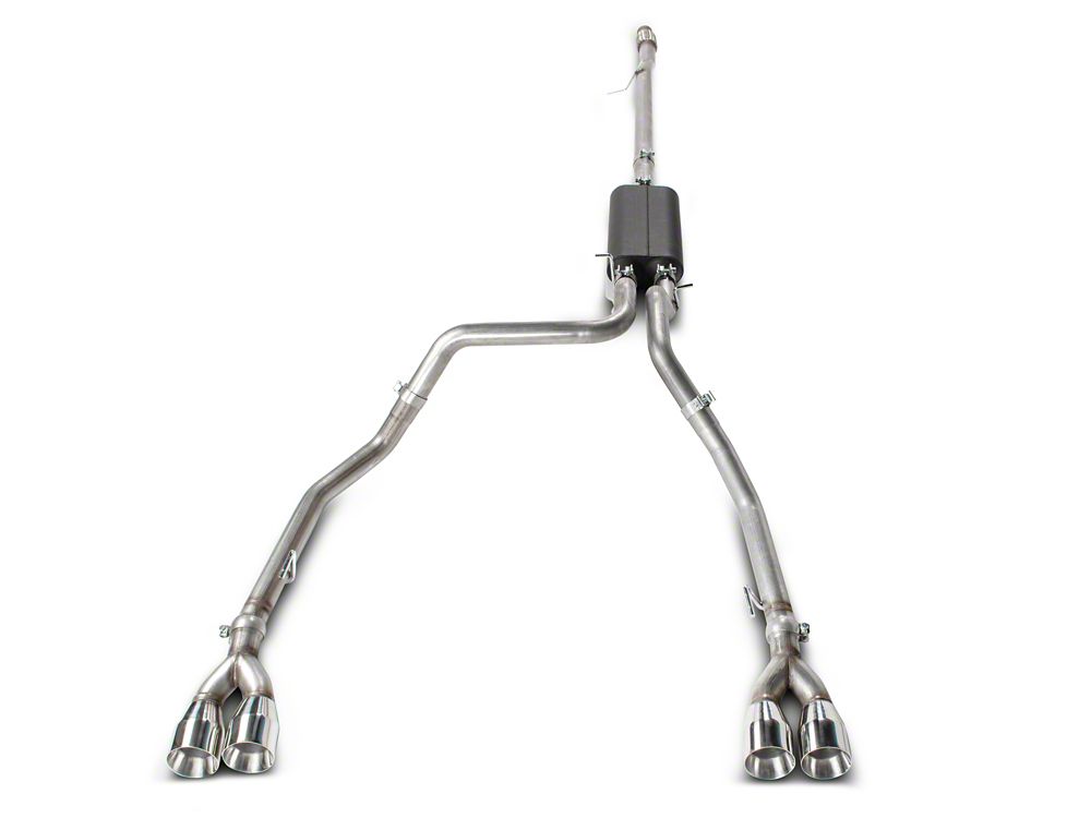 C&L Dual Exhaust System with Polished Tips; Rear Exit (19-26 5.3L Silverado 1500 w/ Factory Dual Exhaust)
