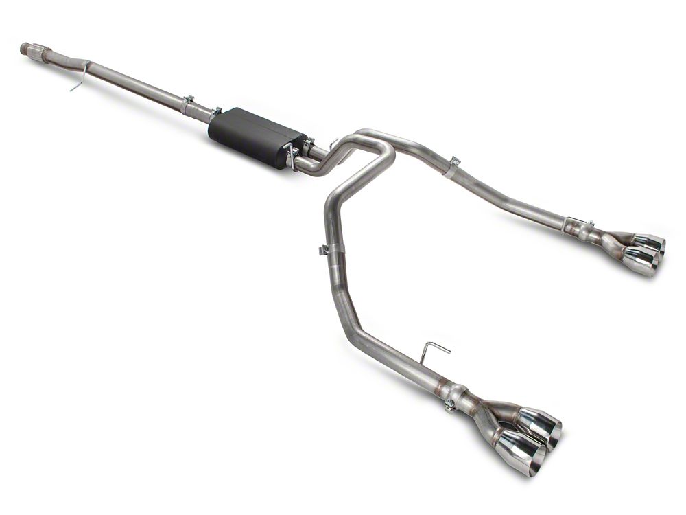 C&L Dual Exhaust System with Polished Tips; Rear Exit (19-26 5.3L Silverado 1500 w/ Factory Dual Exhaust)