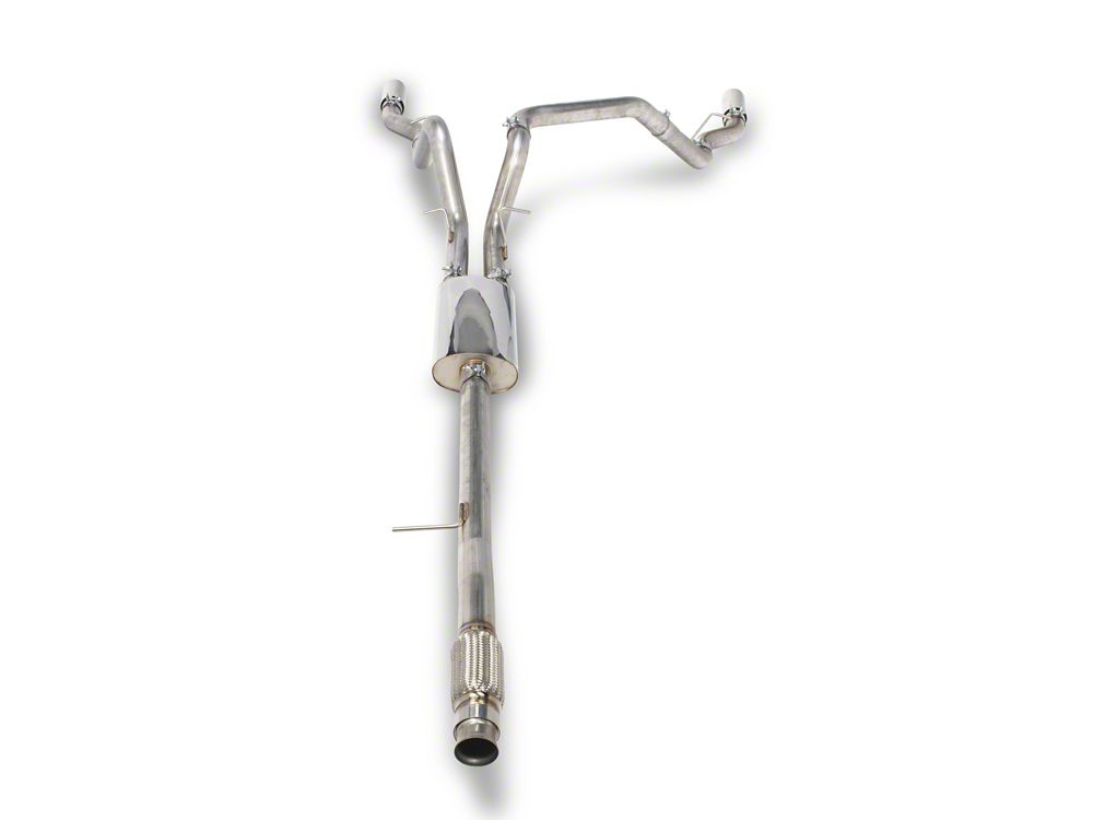 C&L Dual Exhaust System with Polished Tips; Side/Rear Exit (19-26 5.3L Silverado 1500 w/o Factory Dual Exhaust)