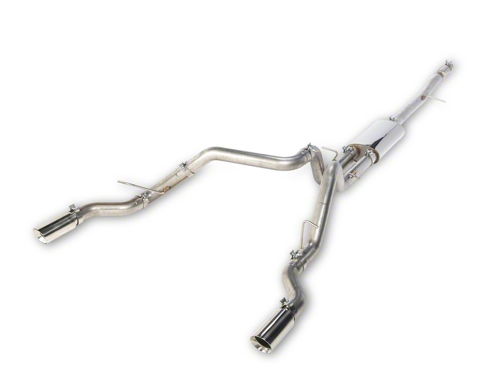 C&L Dual Exhaust System with Polished Tips; Side/Rear Exit (19-26 5.3L Silverado 1500 w/o Factory Dual Exhaust)