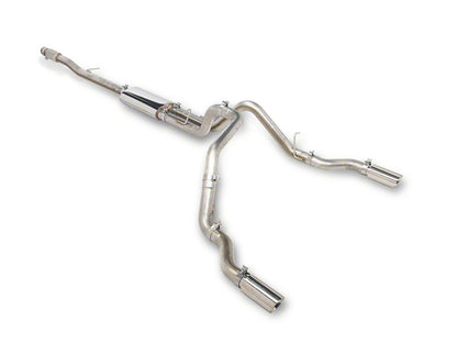 C&L Dual Exhaust System with Polished Tips; Side/Rear Exit (19-26 5.3L Silverado 1500 w/o Factory Dual Exhaust)