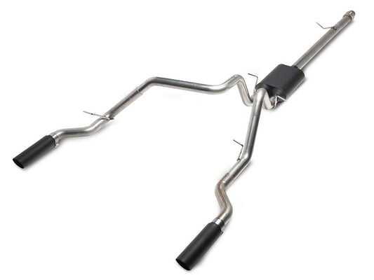 C&L Dual Exhaust System with Black Tips; Side/Rear Exit (19-26 5.3L Silverado 1500 w/o Factory Dual Exhaust)