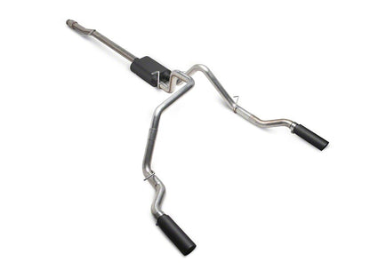 C&L Dual Exhaust System with Black Tips; Side/Rear Exit (19-26 5.3L Sierra 1500 w/o Factory Dual Exhaust)