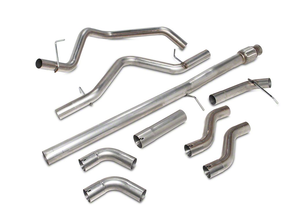 C&L Dual Exhaust System with Black Tips; Side/Rear Exit (19-26 5.3L Silverado 1500 w/o Factory Dual Exhaust)
