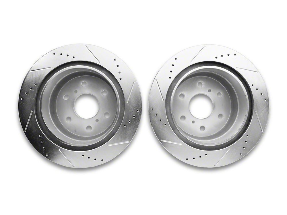 C&L Super Sport HD Cross-Drilled and Slotted 6-Lug Rotors; Rear Pair (14-18 Sierra 1500)