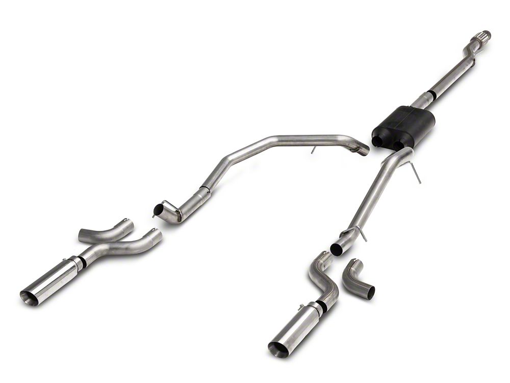 C&L Dual Exhaust System with Polished Tips; Side Exit (14-18 5.3L Sierra 1500)