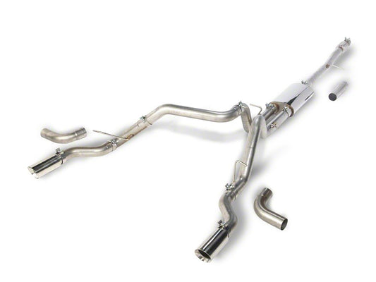 C&L Dual Exhaust System with Polished Tips; Side/Rear Exit (19-26 5.3L Sierra 1500 w/o Factory Dual Exhaust)